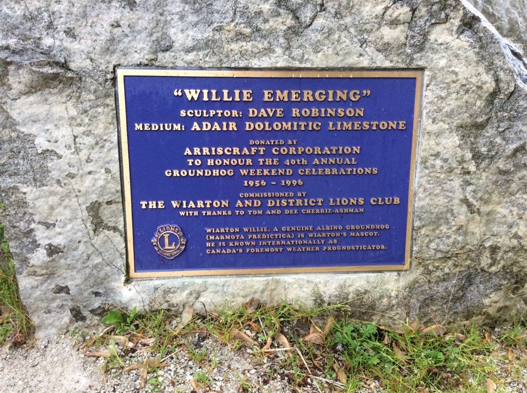 Plaque commemorating Wiarton Willie