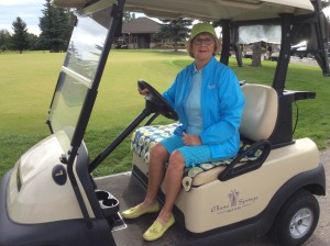 Me on the Golf Car cosy on a cool Calgary day
